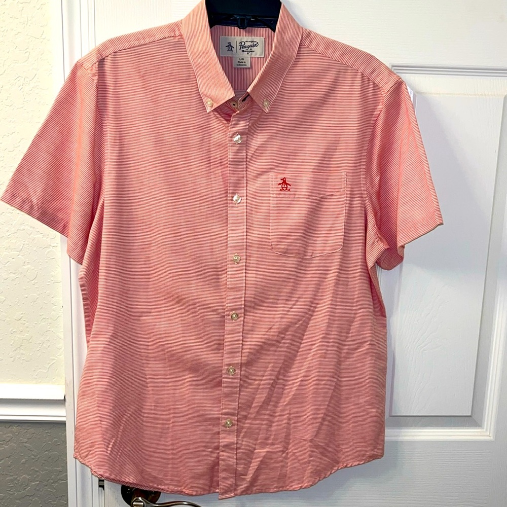 Original Penguin Heritage Slim Fit Red& white button down